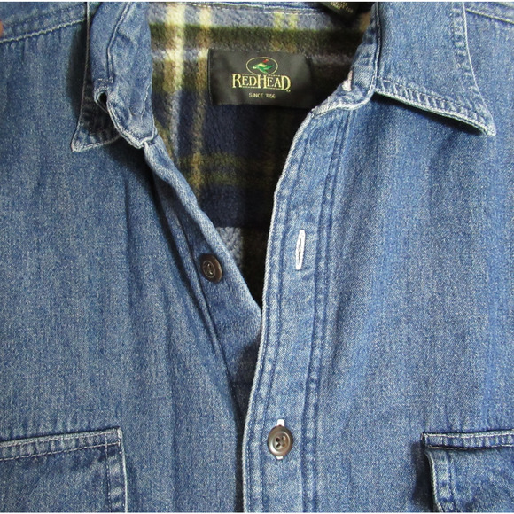 RedHead Jacket Mens Size XL Blue Denim Flannel Lined Shacket Cabincore Rancher - Picture 3 of 8